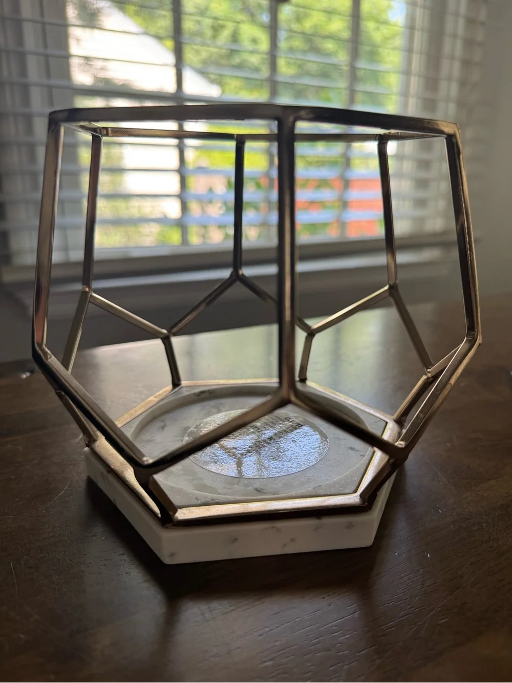 Bath & Body Works Gold Geometric Candle Holder with White Marble Style Base
